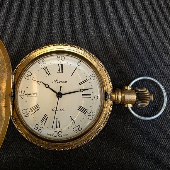 Vintage 70's Sears Roebuck Pocket Watch Stag / Floral Swiss Made - Picture 6 of 13